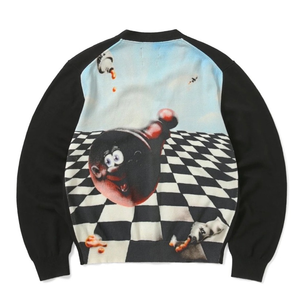 thisisneverthat Ryota Daimon Chess Zip Up Cardigan Black Graphic Mens L